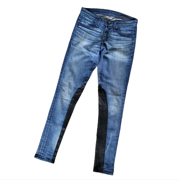 Rag & Bone Jodhpur Leather Panel Skinny Jeans in Chester - Picture 1 of 10